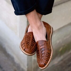 Nisolo Tan Woven Leather Slip-Ons